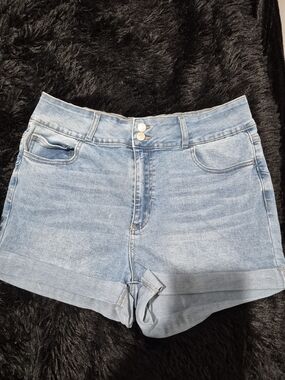 Forever 21 Light Blue High-Rise Denim Shorts